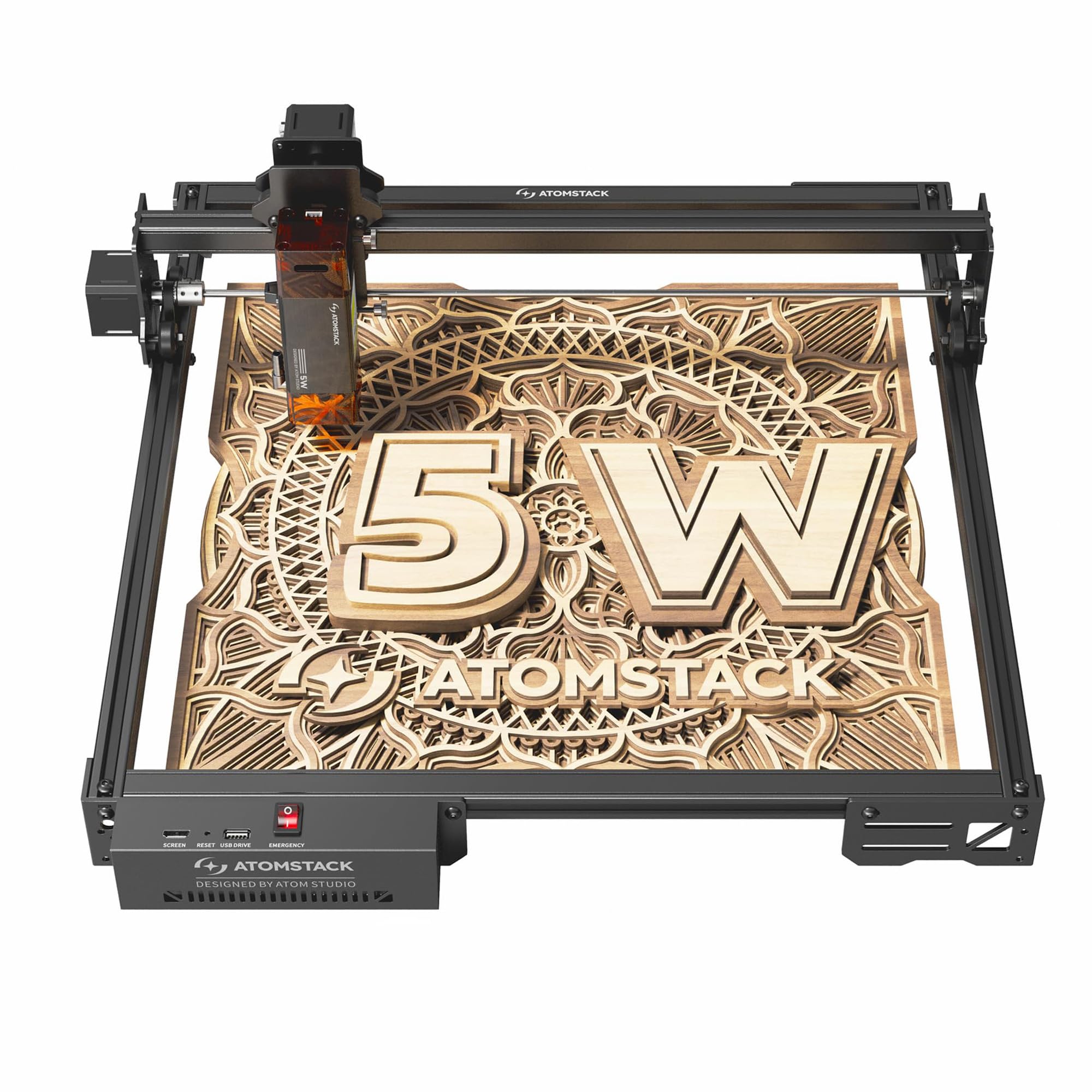 ATOMSTACK A5 Pro V2 Laser Graviermaschine, 5W Laser Cutter für Einsteiger, 410 x 380 mm Arbeitsfläche und 400 mm/s Gravu