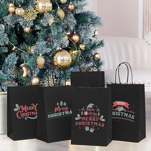 Miniatura 229 de MESHA Bolsas de papel grandes de 10 x 5 x 13 pulgadas, bolsas de papel kraft para compras con asas, paquete de 50 bolsas de regalo grandes, bolsas