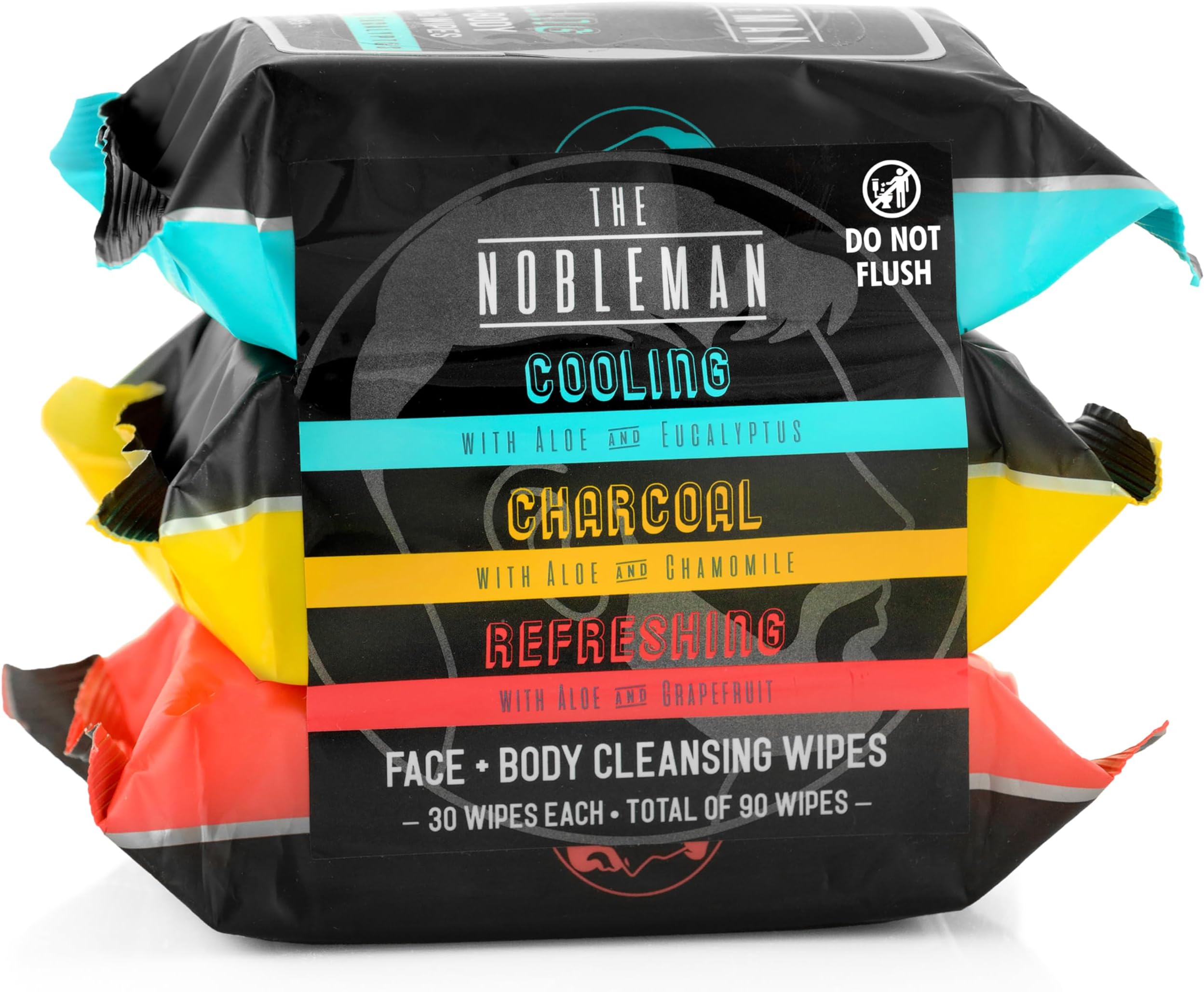 Men's Assorted Cleansing Wipes- Cooling/Charcoal/Refreshing - 3 Pack (90ct)