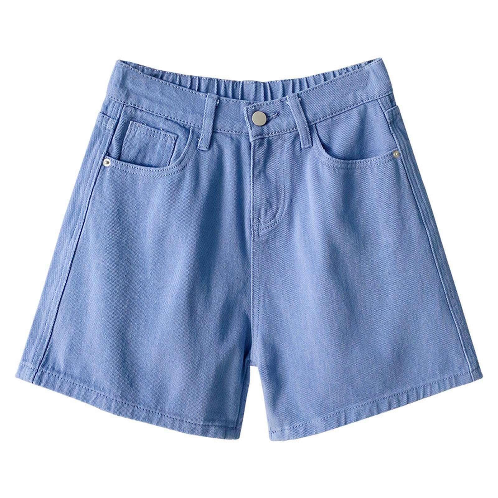 Pantaloncini Donna Shorti di Denim A Gamba Larga per Donne, Pantaloni Esterni A Vita Alta, A-Line, Sciolti, Dritti, Viola