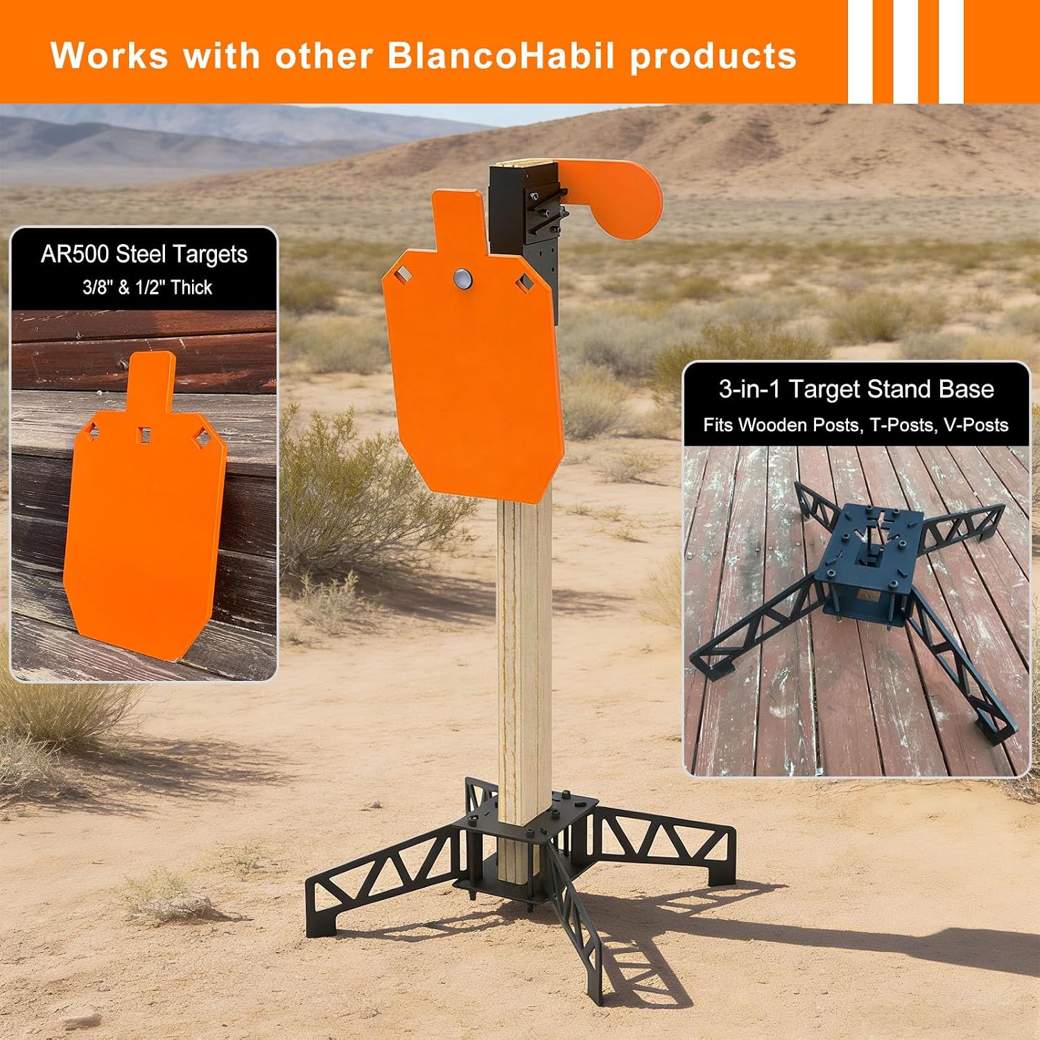 2x4 Steel Target Hanger with Extra 4-Inch 3/8" AR500 Auto-Reset Paddle Target (4-Height Adjustable & Unobstructed Visibility) - for Shooting Ranges, Tactical Training & Outdoor Enthusiasts