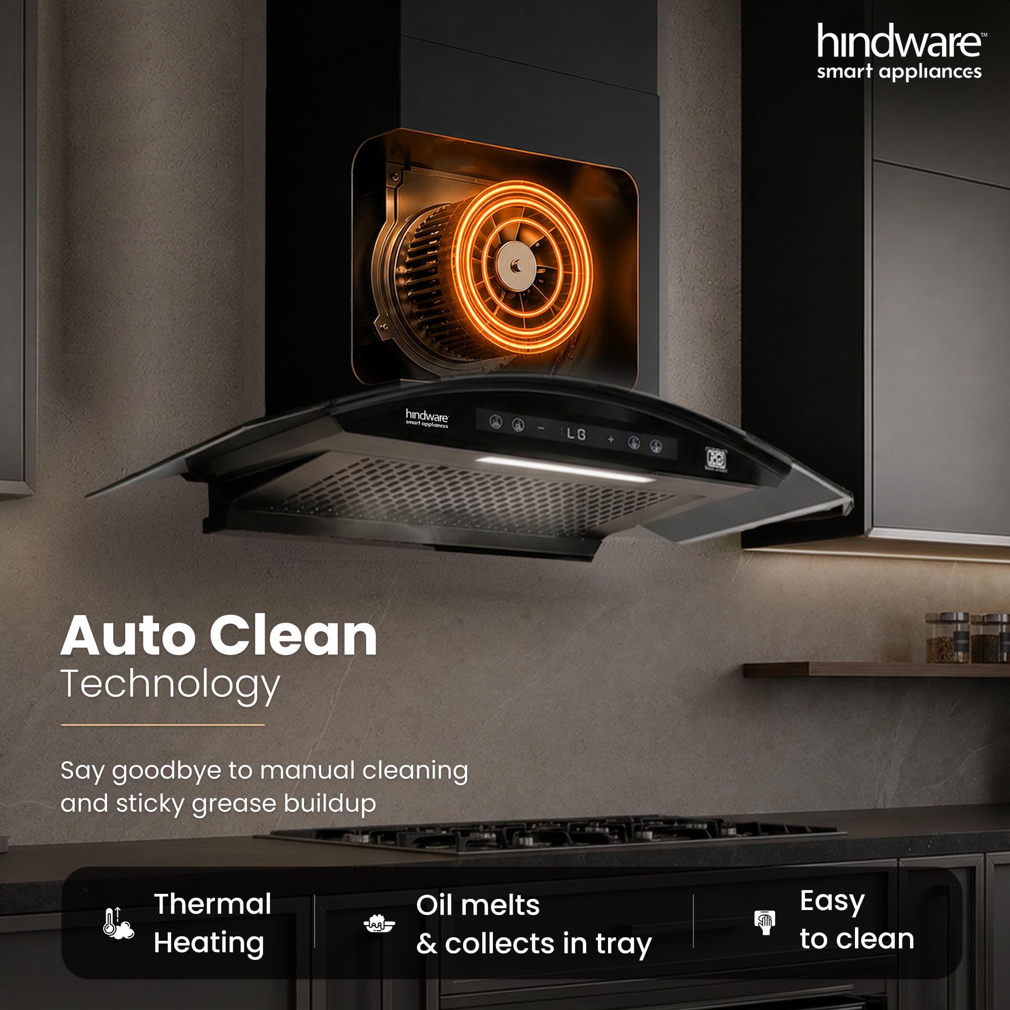 Hindware Amyra Wall Mount Hood - 1400 CMH, Motion Sensor -4