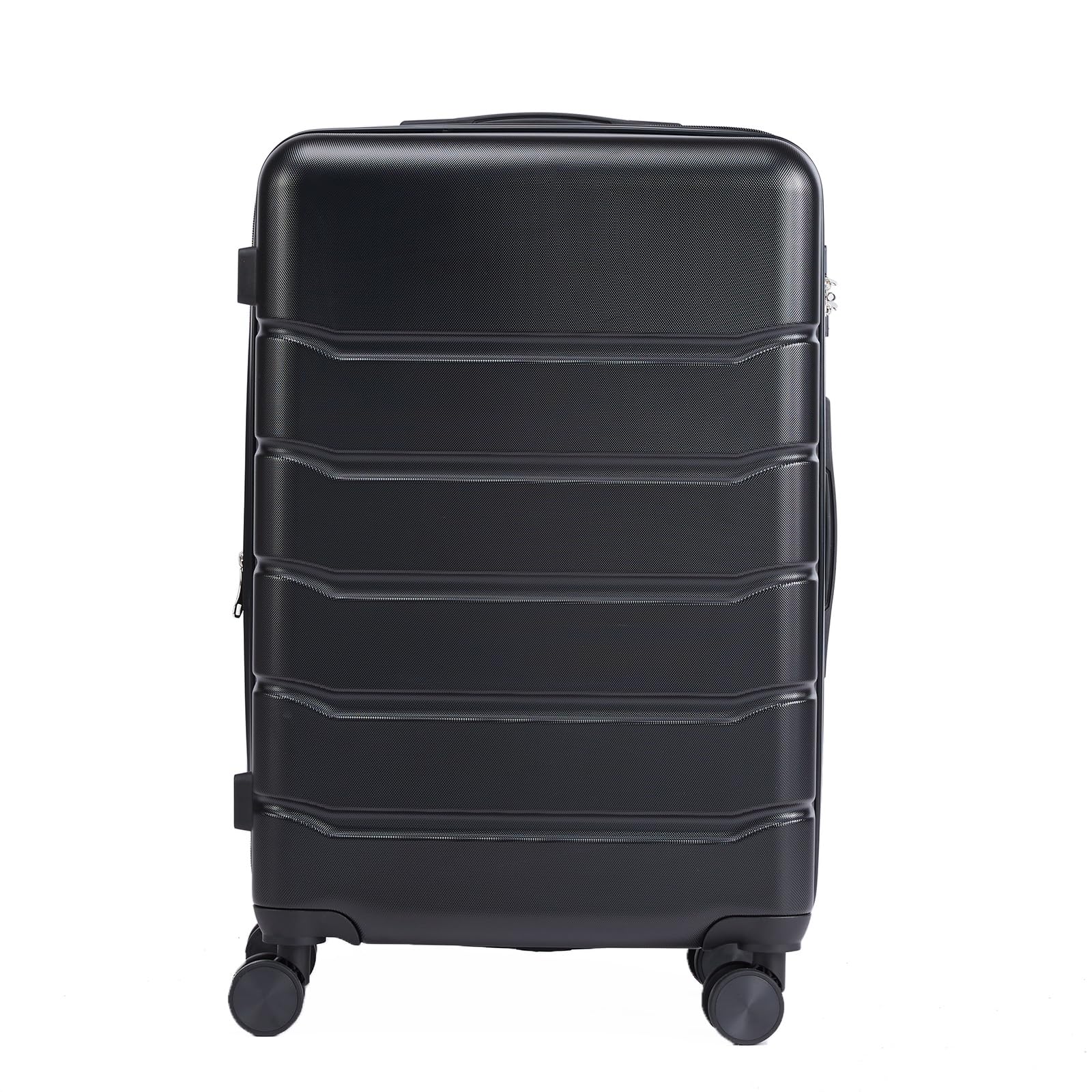 OLIXIS 24-Inch Hardside Luggage with 4 Double Spinner Wheels, Expandable and TSA Lock, Hard Shell Lightweight Roller Suitcase, Checked Medium 24", Black