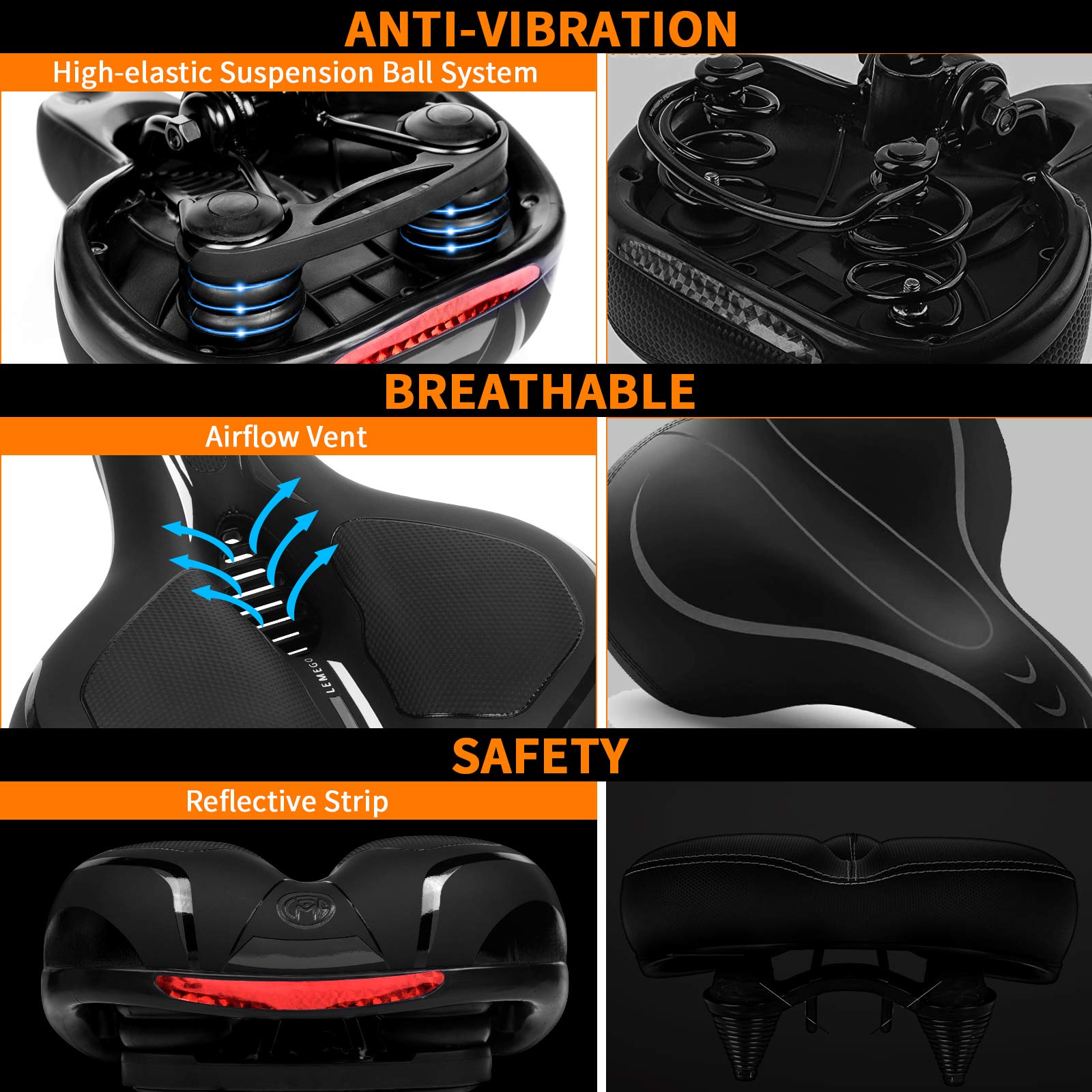 Sella Bici Extra Larga Con Gel - Ammortizzata, Traspirante, Per Uomo E Donna - Foto 10