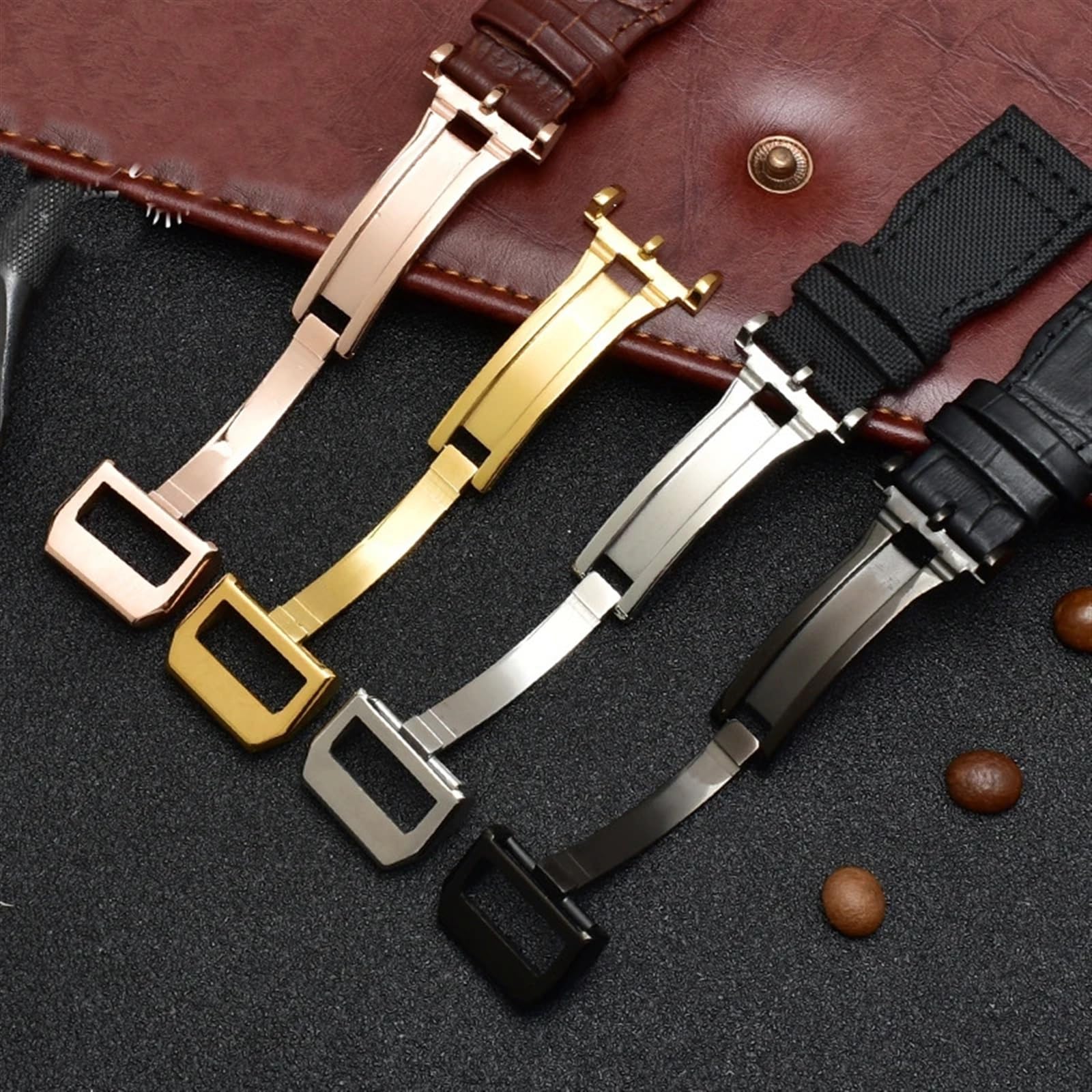 Bracelet de Montre à Rivets en Nylon et Cuir véritable de 22 mm, pour Montre de Pilote IWC Big IW5009, Bracelet en Cuir de Vache