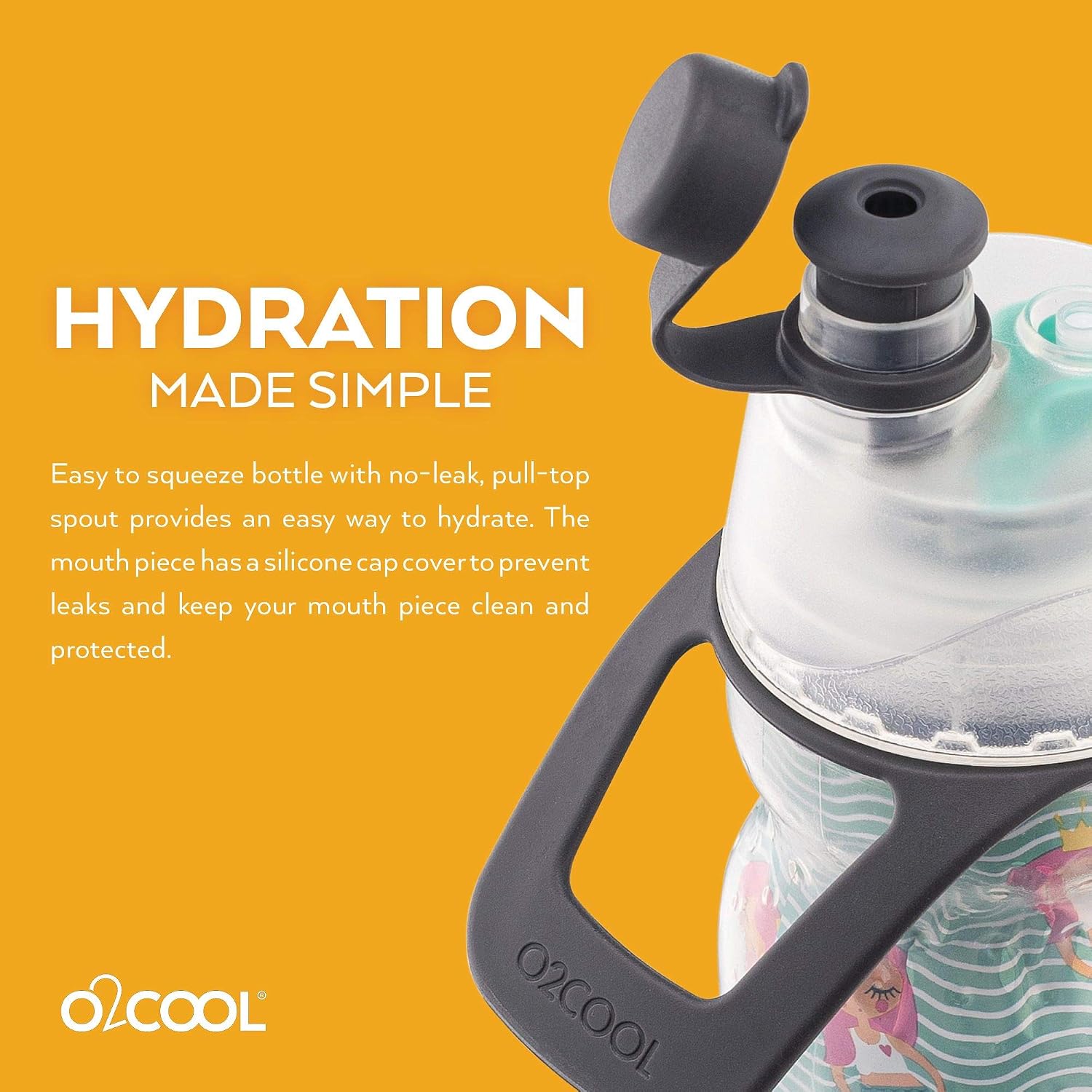 O2COOL Mist 'N Sip Misting Water Bottle 2-in-1 Mist And Sip Function With No Leak Pull Top Spout Kids Water Bottle Sports Water Bottle - 12 oz