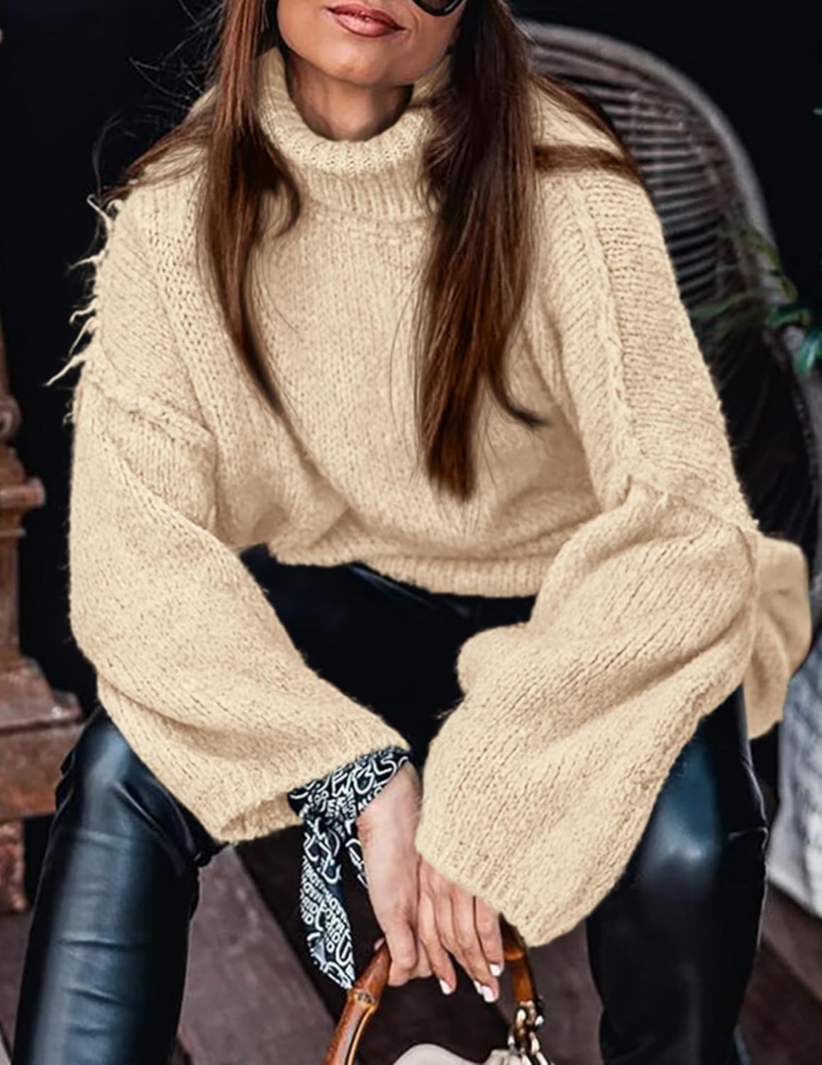 PRETTYGARDEN Women's 2026 Fall Turtleneck Oversized Sweaters Long Sleeve Chunky Knit Pullover Tops Winter Fashion Clothes - Image 6