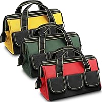 Vista 14 de Sanwuta Paquete de 3 Bolsas de Herramientas para Hombres con Fondo Duro Impermeable, Bolsa de Herramientas de Servicio Pesado con Boca Ancha Tipo