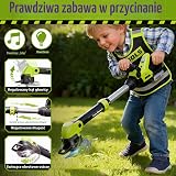 KidBloom 2 w 1 Narzędzia dla Dzieci od 3 Lat, Dziecięca Kosiarka & Dmuchawa do Liści z Dźwiękiem, Ogrodowa Zabawka na Zewnątrz od 3 Lat (zielony)