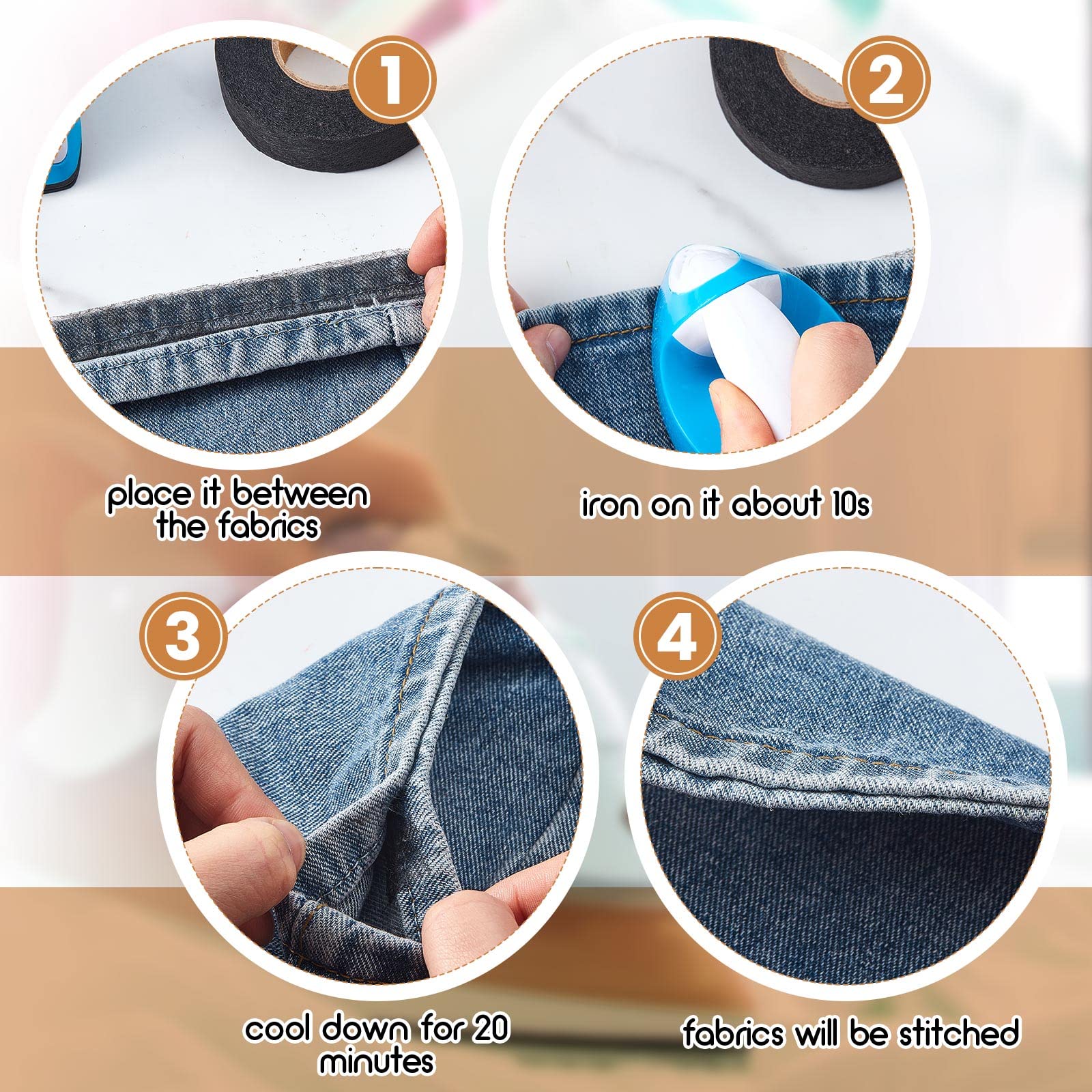 57BE - Rouleau De Ruban à Ourlet Adhésif, Sans Cou... - Grandado