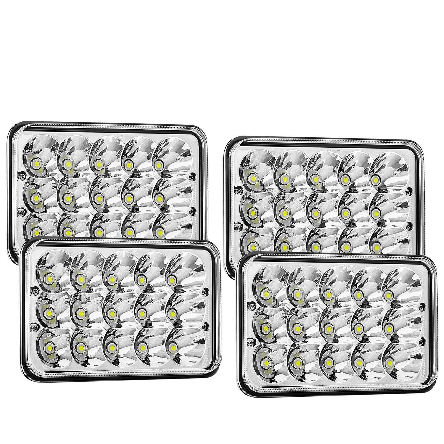 Compatible for 4pcs 4x6 inch LED Headlights Rectangular Replacement H4651 H4652 H4656 H4666 H6545 LE
