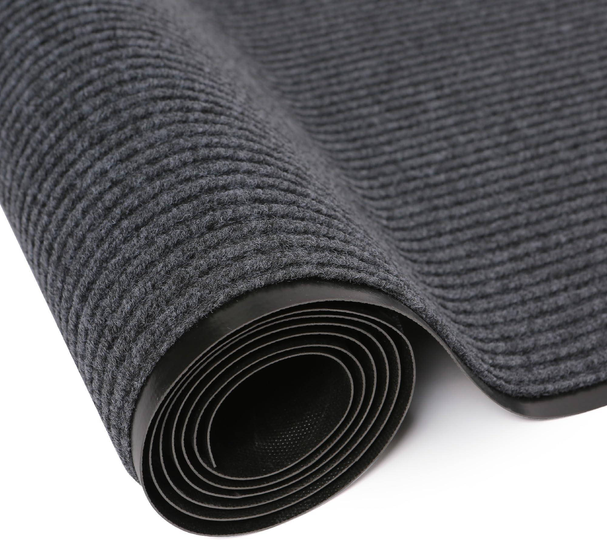 Commercial Indoor Outdoor Runner Rugs 3'x10'Heavy Duty Striped Brush Step Front Door Rugs Non-Slip Rubber Backing Entrance Rug Runner for Home Office Dirt Resistant and Absorbent Doormat(Grey)