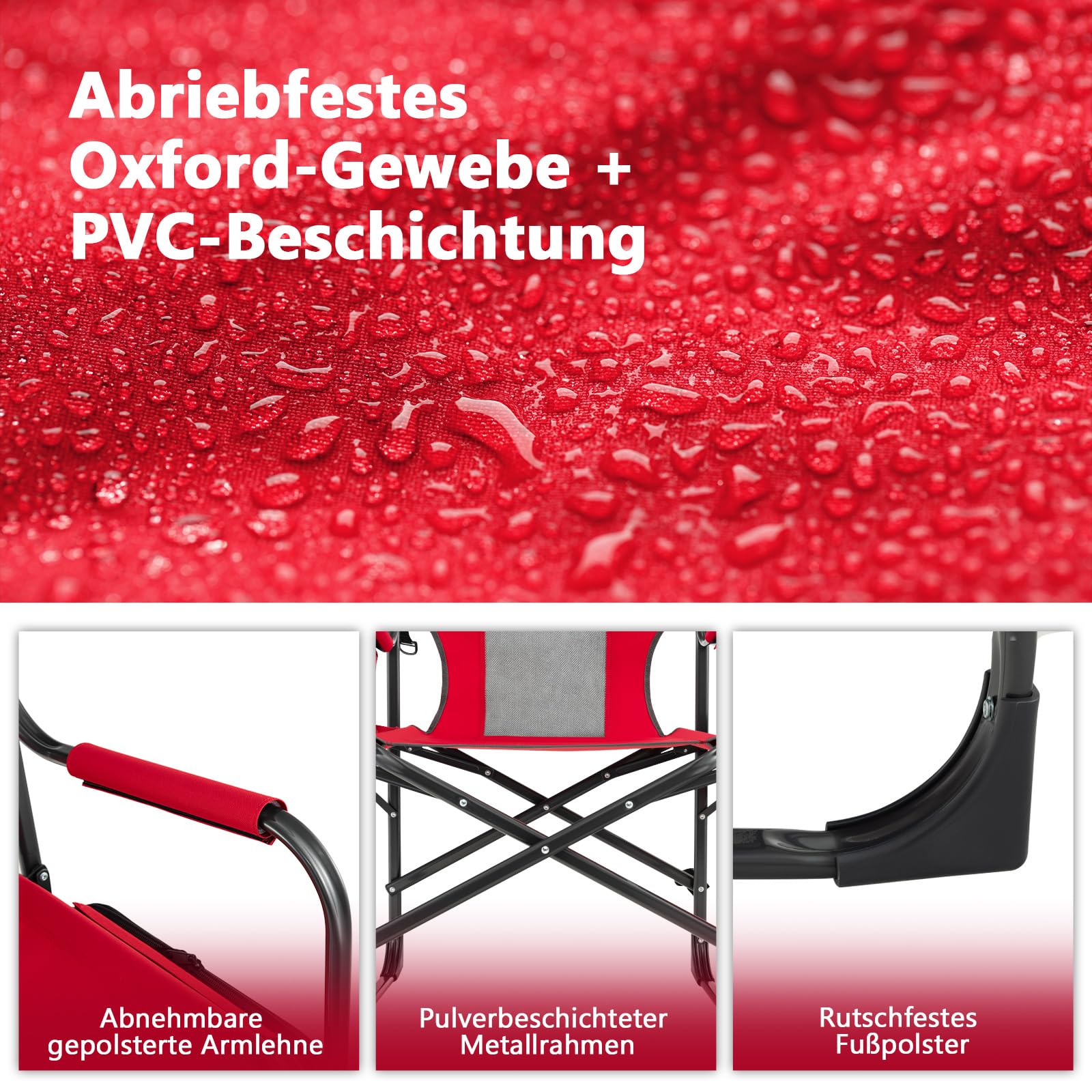 COSTWAY Krzesło kempingowe ze stolikiem bocznym, torbą chłodzącą i torbą do przechowywania, składane krzesło wędkarskie, nośność 180 kg, przenośne krzesło reżyserskie, składane krzesło na kemping
