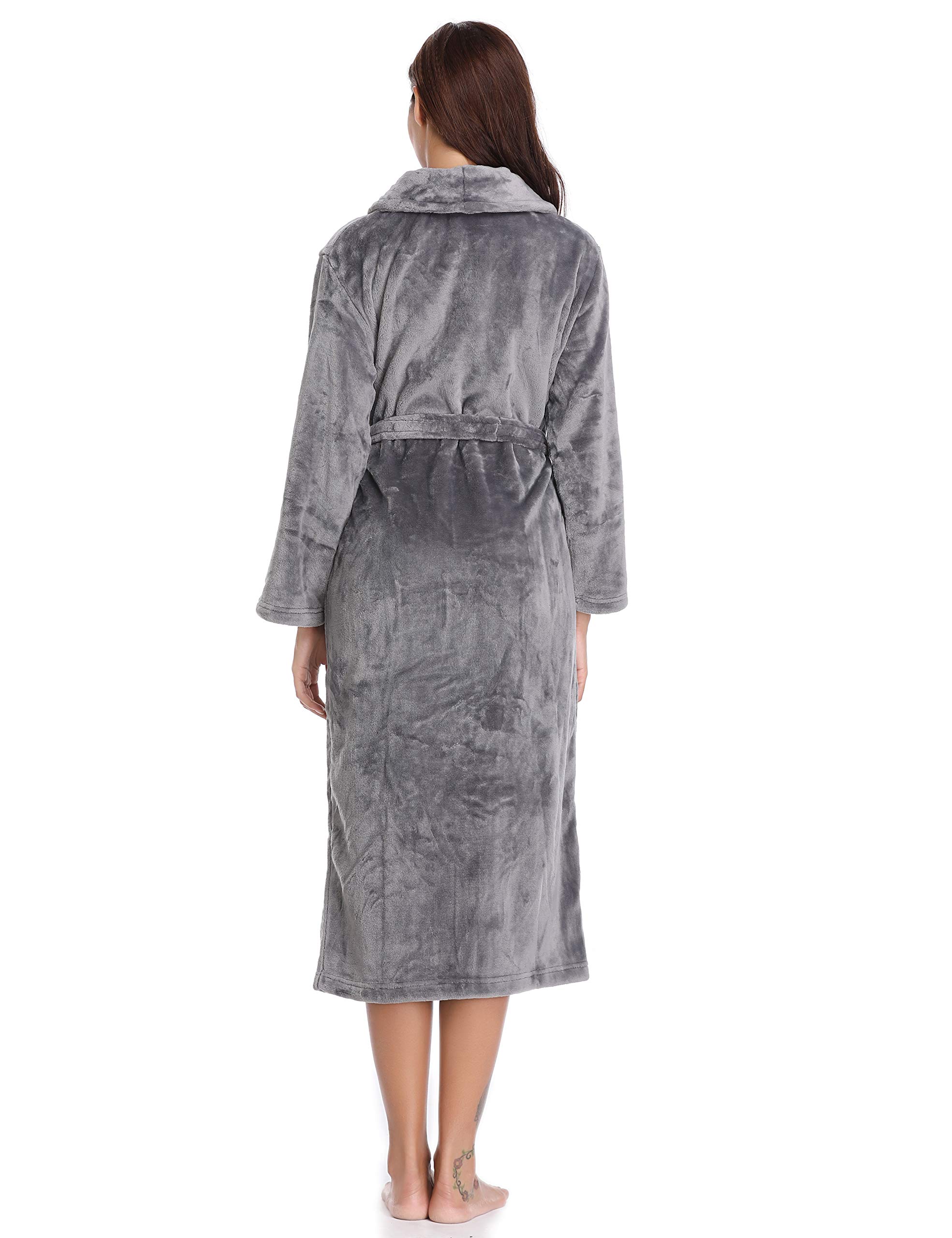 Vlazom Robe de Chambre Femme Polaire Peignoir à Capuche Chaude et Doux Flanelle Hiver Cadeau de Noël