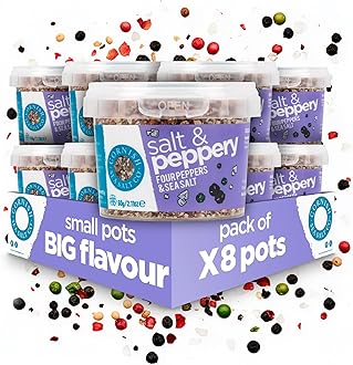 Cornish Sea Salt - Salt and Peppery - Rich in Minerals, Hand Harvested in Celtic Waters, Michelin Starred Chef Approved - Spices for Cooking, Kitchen Accessories - 8 x 60g