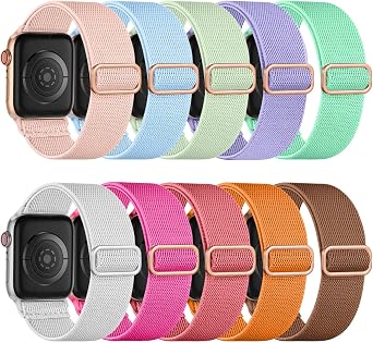 Maledan Stretchy Nylon Loop Compatible with Apple Watch Bands 38mm 40mm 41mm 42mm 44mm 49mm 46mm Adjustable Soft Elastic Strap for Apple Watch SE Ultra iWatch Series 11/10/9/8/7/6/5/4/3/2/1 Women Men