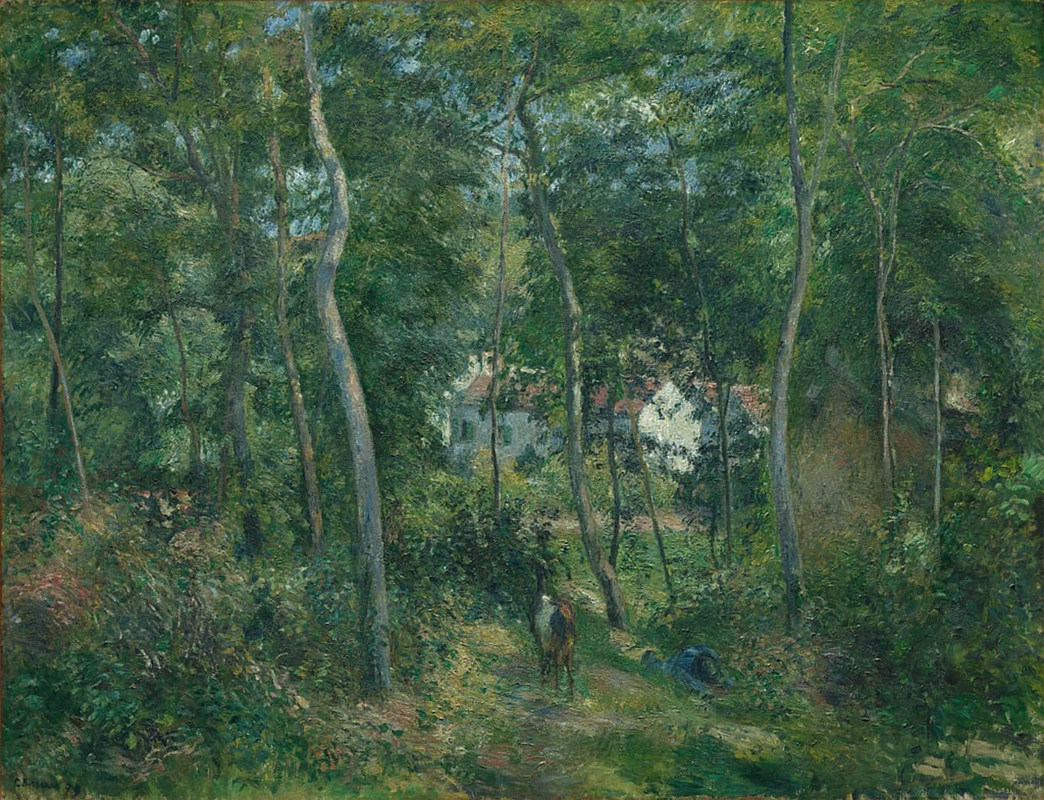 SERENDIPITP Vintage Picture Print on Canvas Wall Art Poster Edge of the Woods Near Lhermitage Pontoise by Camille Jacob Pissarro Artwork Print Poster for Wall Decor 60x90cm