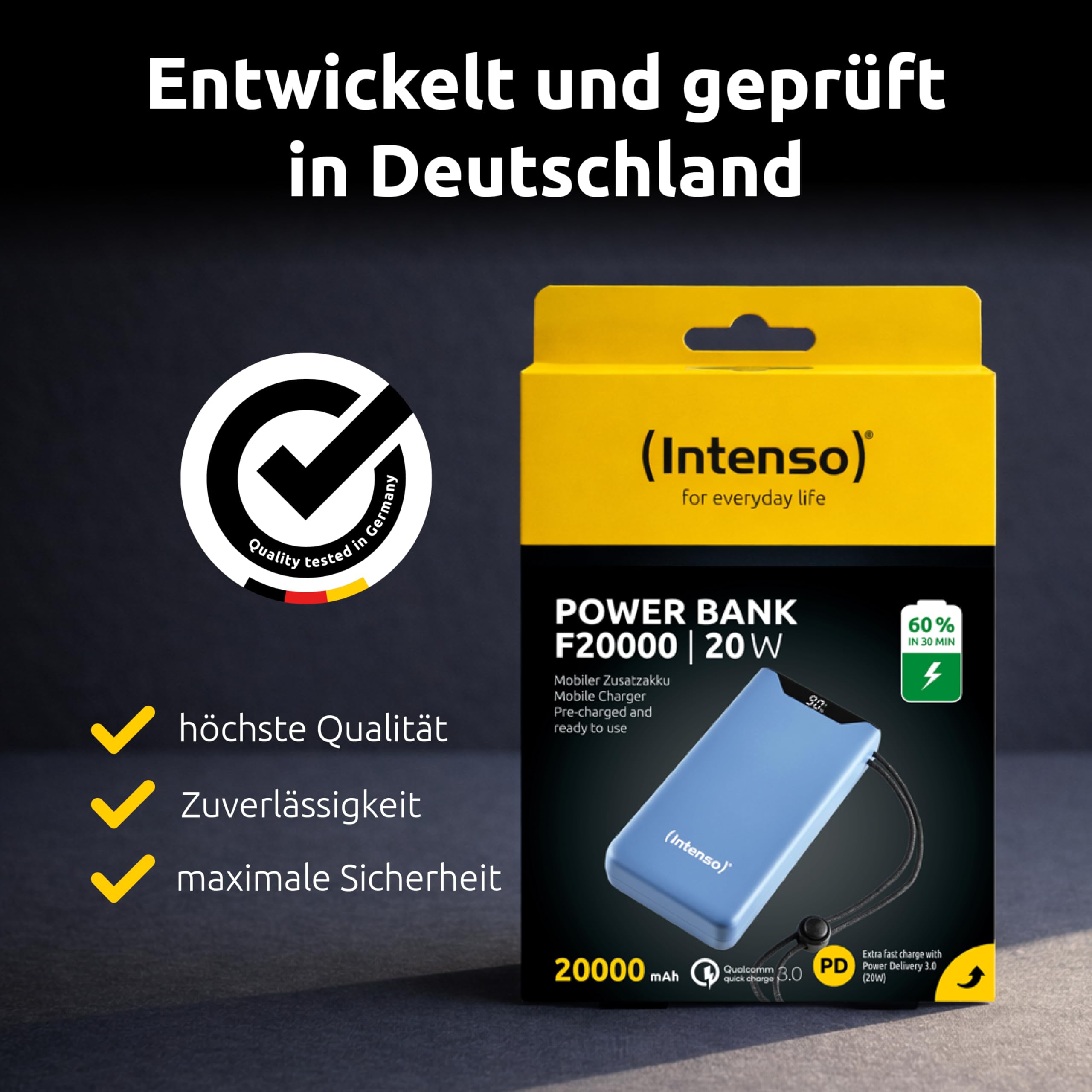 Intenso Powerbank F20000, batteria esterna con PD (20W) & QC (18W), connettore USB-C e USB-A, 20000 mAh, blu: Amazon.de: elettronica e foto