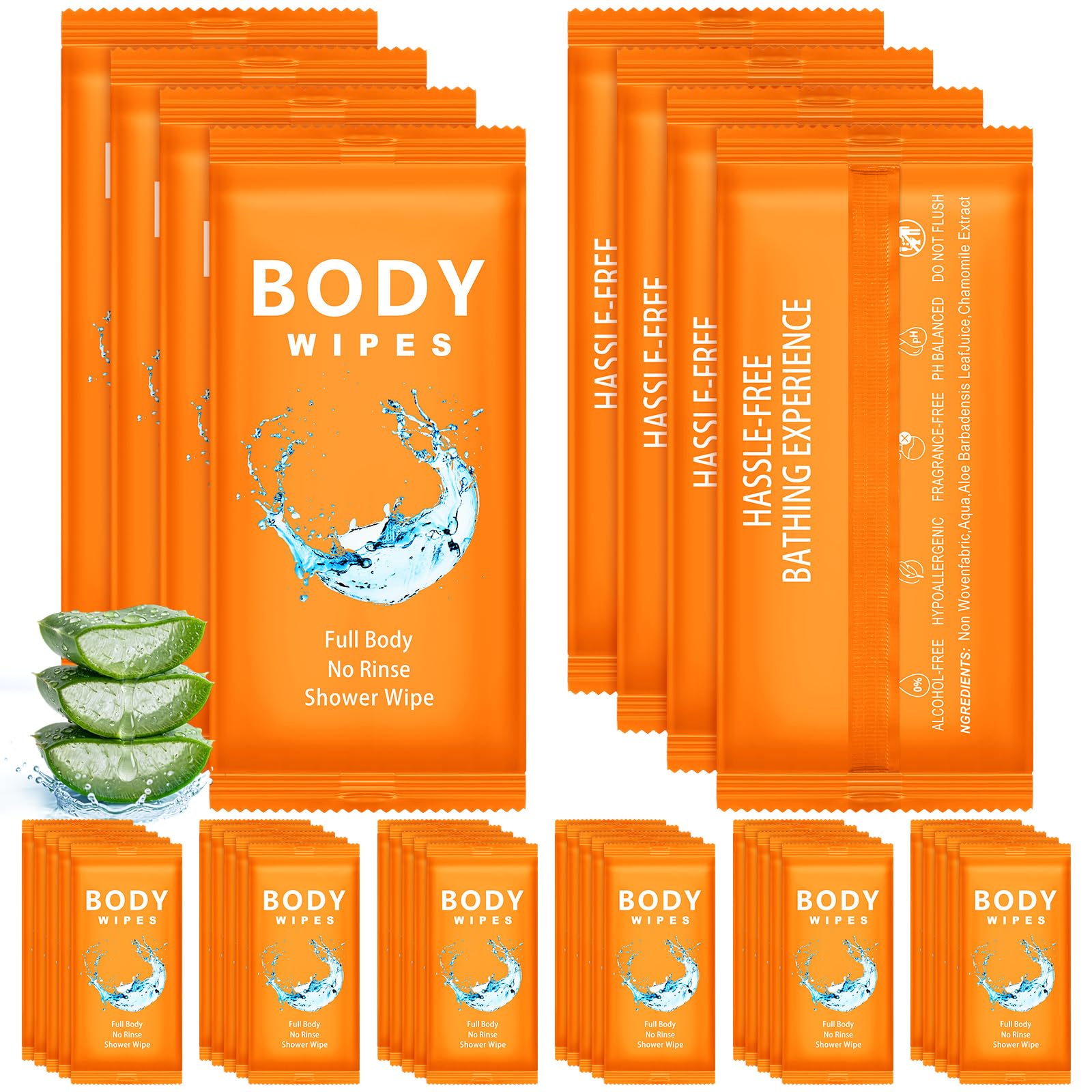 Treela 300 Pcs Large Body Wipes Bulk Deodorant, 7.09" X 9.84", Orange
