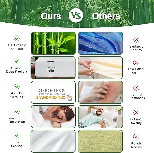 Miniatura 3 de CozyLux Sábanas de bambú tamaño individual, viscosa de bambú orgánico, certificado Oeko-TEX, lujosamente suaves y refrescantes, juego de sábanas