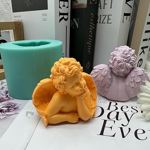 Miniatura 6 de Moldes de silicona para velas de ángel, moldes 3D de alas de ángel para hacer velas, cera derretida, aromaterapia y decoración, 3.1 x 2.8 x 3.9 in