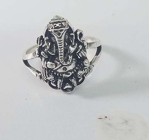 Miniatura 10 de Sterling Silver Hindu Lord Ganesh Ganesha Elephant Hindu God of Fortune Ring (9)