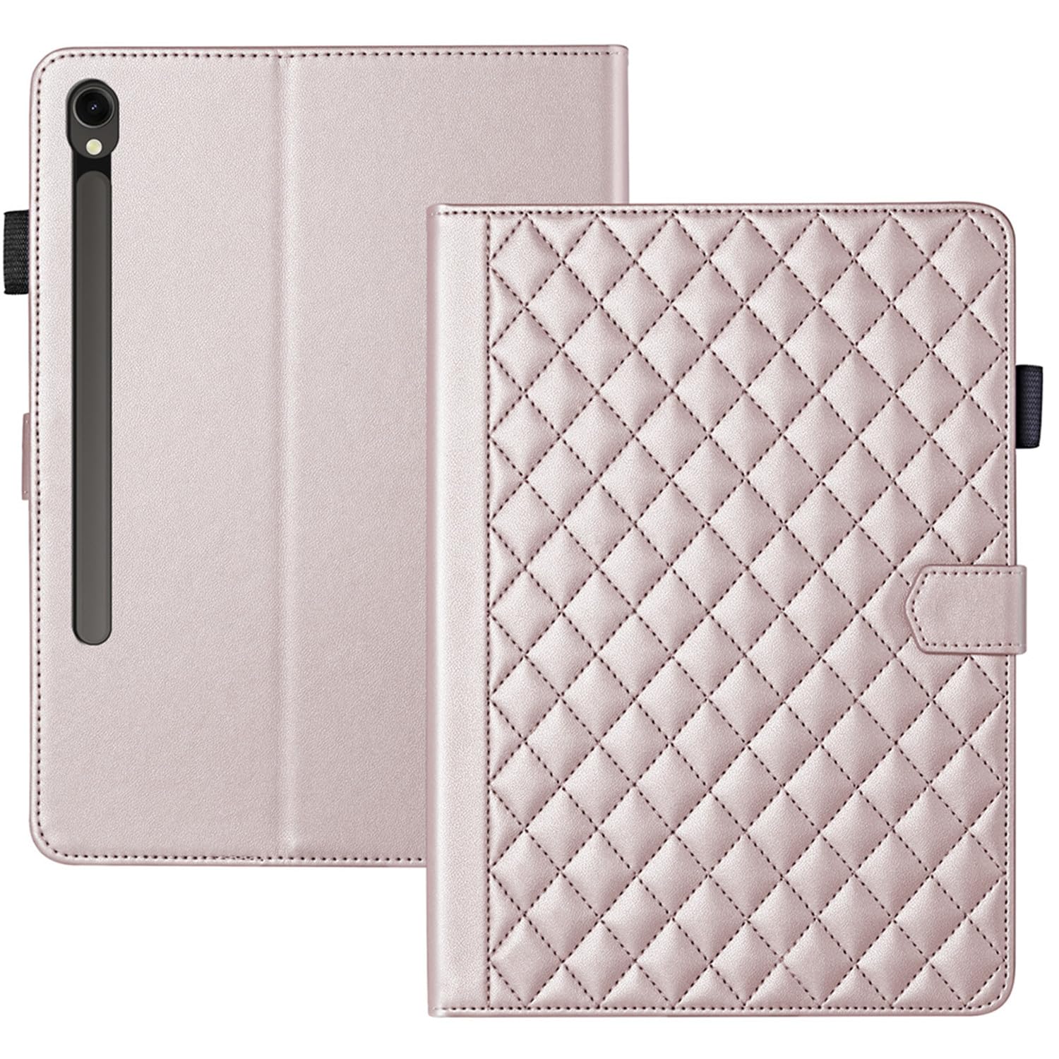 JenyoogCase for Samsung Galaxy Tab S9 FE 5G 10.9 Inch/Galaxy Tab S9 11 Inch 2023, Multi-Angle Viewing Protective Cover with Pocket/Kickstand and Pencil Holder (Rose Gold)