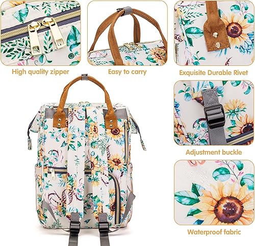 Miniatura 4 de Bolsa de pañales Mochila multifunción para cambiadores de bebé, mochila grande para pañales, chrysanthemum, Classic