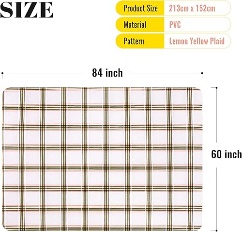 Vista 196 de FIFTY FEET Mantel rectangular de 70 x 52 pulgadas, mantel de vinilo con respaldo de franela para mesas rectangulares impermeable, cubierta de mesa