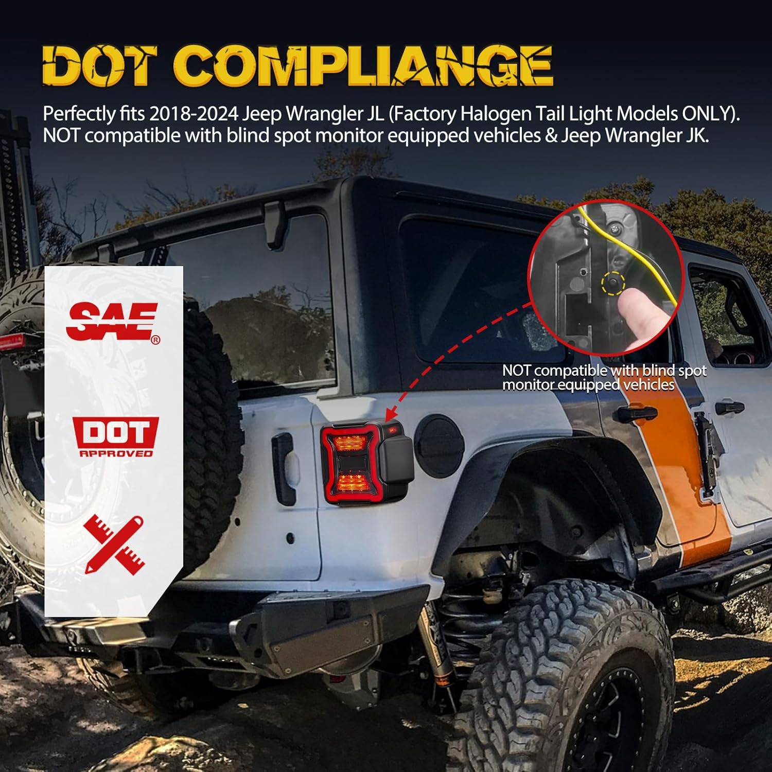 FIERYRED Smoked LED Tail Lights Compatible with 2018-2025 Jeep Wrangler JL Reverse Light Turn Signal Lamp Running Lights
