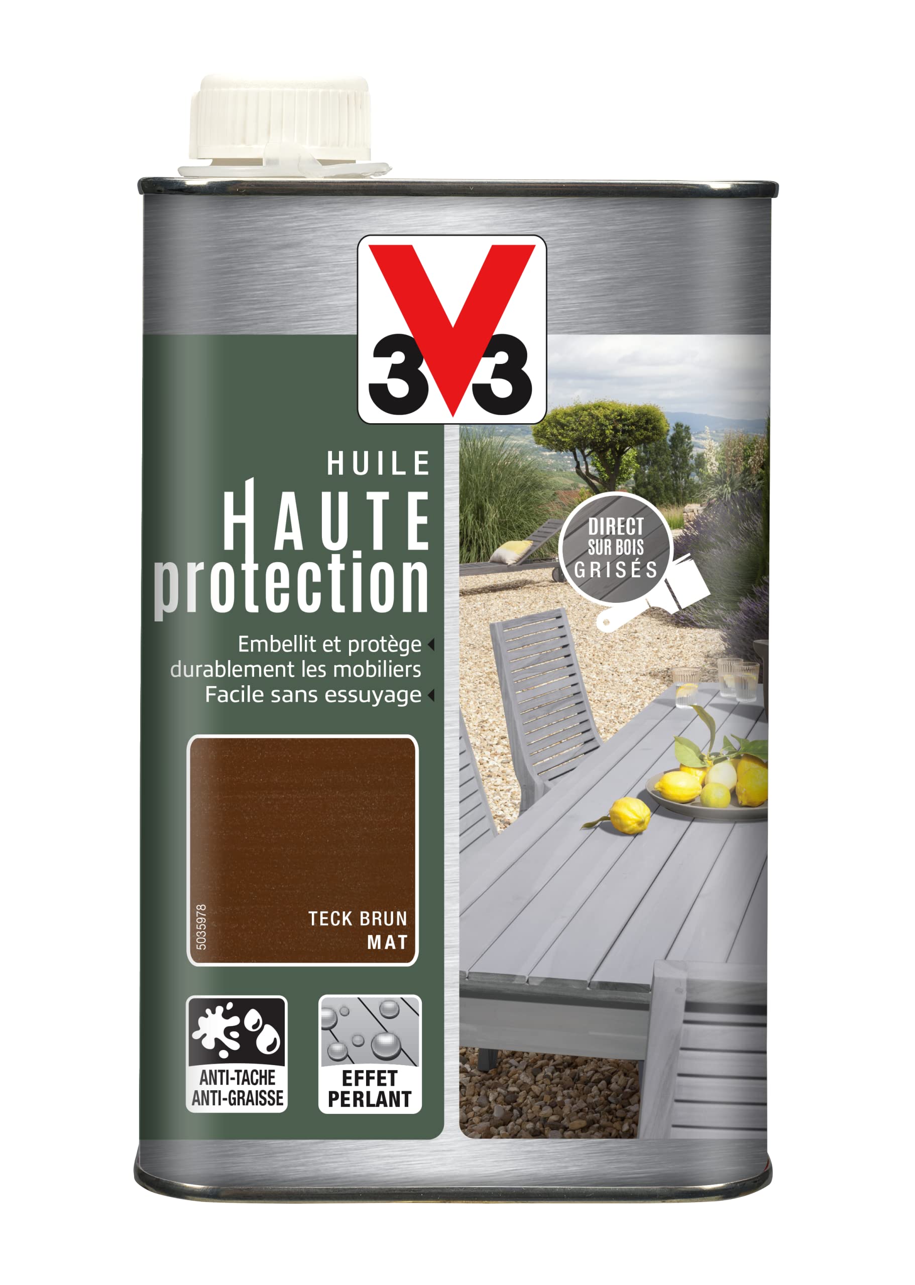 V33 Olio mobili ad alta protezione opaco, Teak 1L