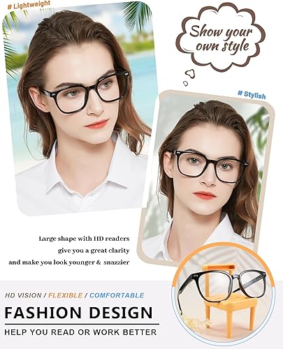 Miniatura 2 de MARE AZZURO Gafas de lectura de gran tamaño para mujer, lectores cuadrados grandes 1.0 1.25 1.5 1.75 2.0 2.25 2.5 2.75 3.0 3.5 4.0 5.0 6.0