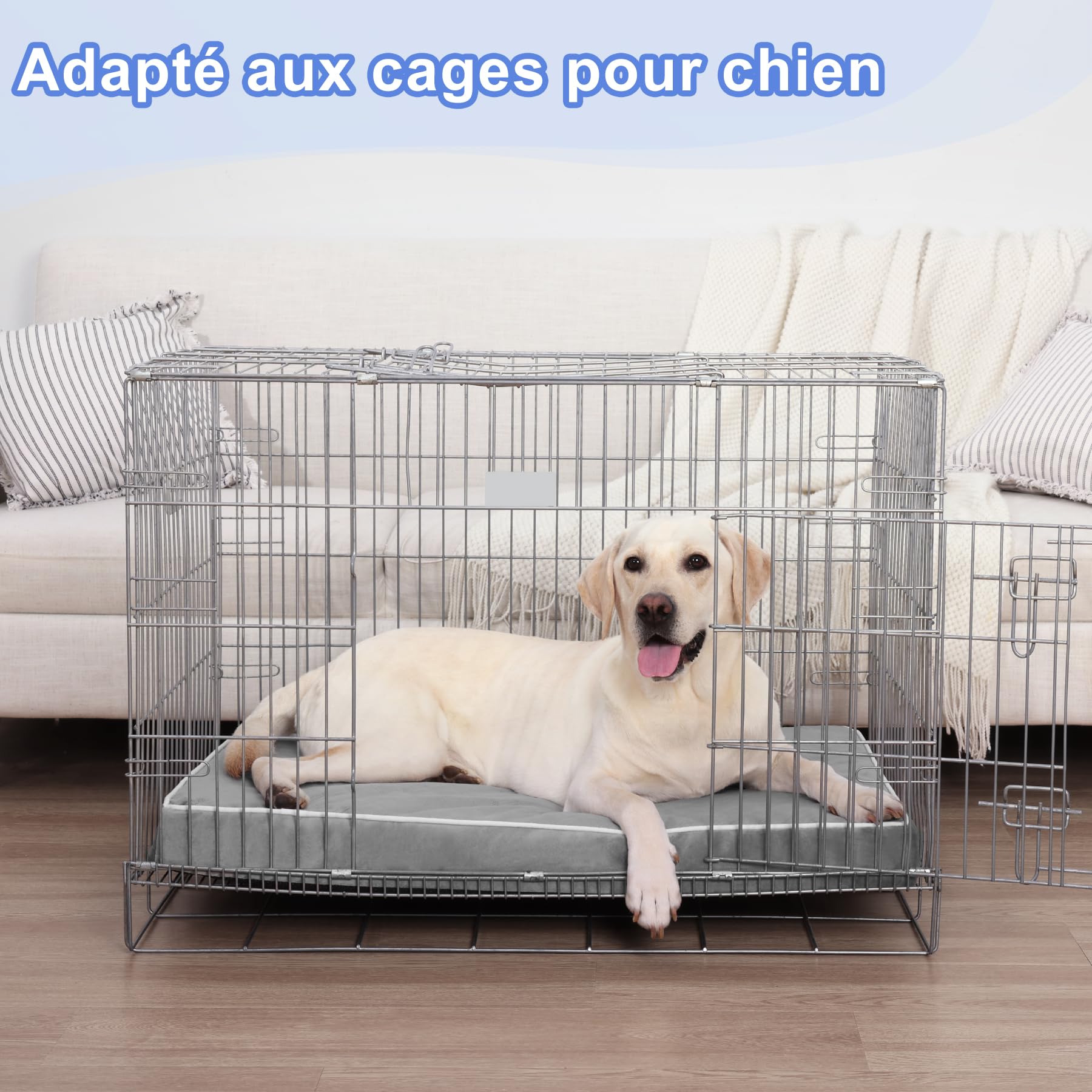 KSIIA Panier Chien Orthopédique Grande Taille 119x73x9cm, Gris
