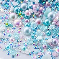 Vista 27 de 60g de perlas blancas de parte trasera plana con diamantes de imitación para manualidades, tamaño mixto de 3mm-10mm, color AB, redondas, mitad