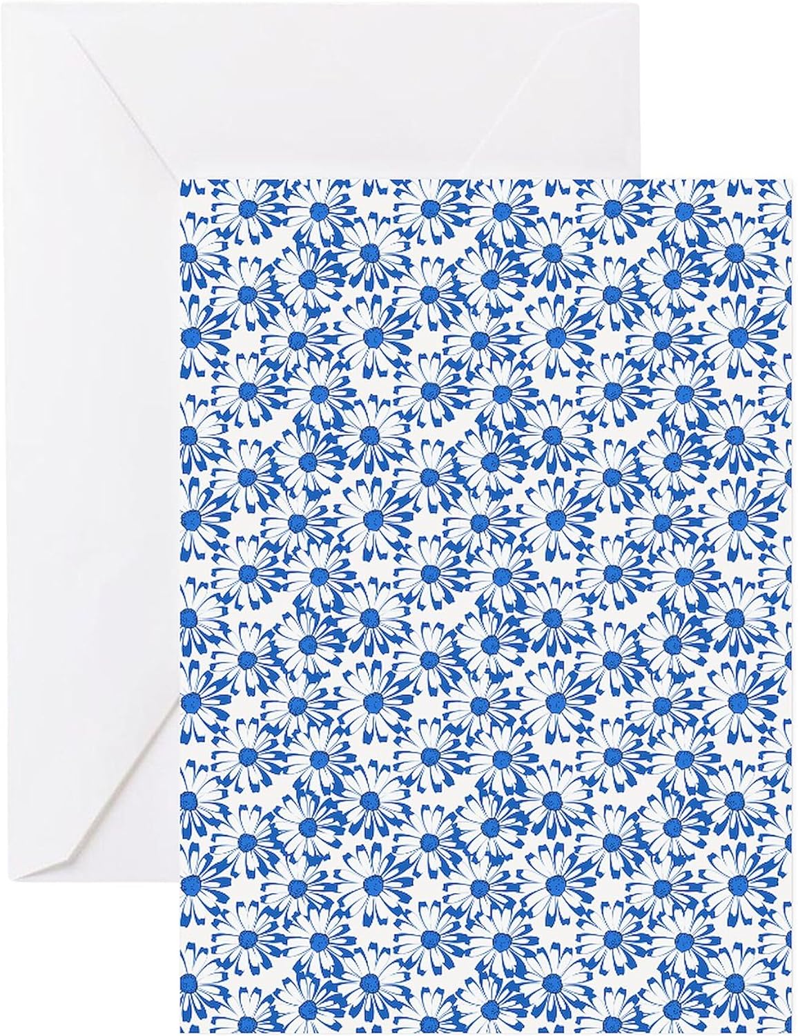 CafePress Blue And White Daisy Floral Pattern Greeting Cards Greeting Card (20-pack), Note Card with Blank Inside, Birthday Card Matte