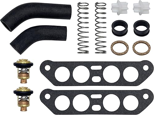 F.S.P Kit de termostato con mangueras de repuesto para Johnson Evinrude V4 Crossflow 65 140 HP Jet - 18-3543, 13270, 340975, 340976, 18-3673
