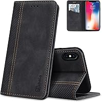 Vista 25 de Compatible con OnePlus 15 Funda protectora de piel sintética con función atril y función atril, magnética, color negro