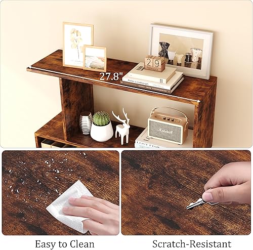 Miniatura 4 de Yusong - Estantería de 5 niveles, estantería geométrica en forma de S para dormitorio, estante decorativo moderno industrial de madera para oficina