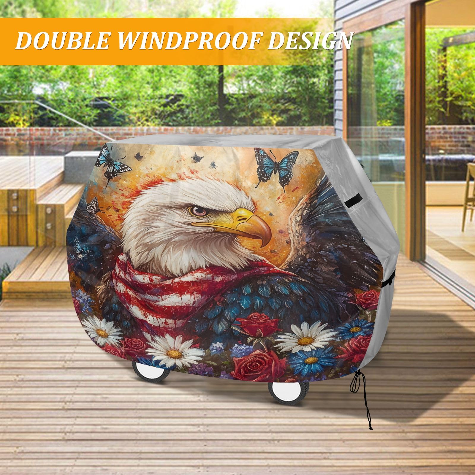 Wysokiej jakości pokrowiec na grilla wodoodporny pokrowiec na grilla odporny na blaknięcie pokrowiec na grilla wytrzymały pasuje do szerokości grilla do 60 cm American Sea Eagle