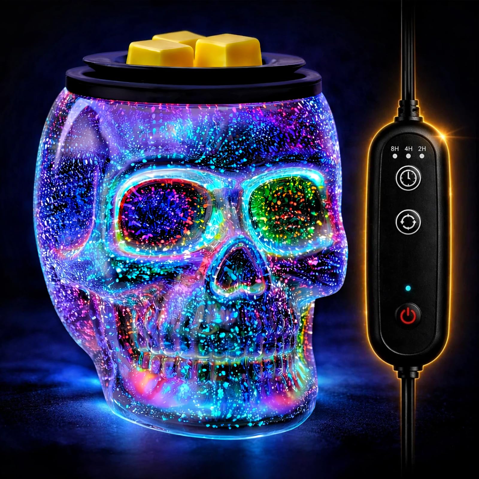 Chauffe-cire pour cire parfumée électrique avec plaque PTC et décoration d'Halloween crâne