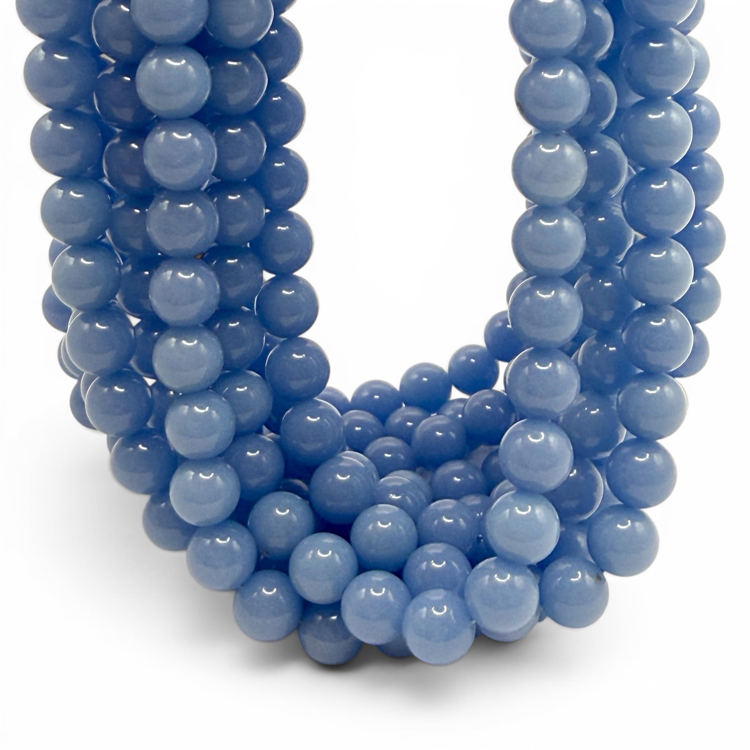 ABCGEMS Glow-in-the-Dark Mexican Blue Aragonite Beads Authentic Cave Calcite Crystal (Naturally Glows After Light Exposure) Premium Jewellery Making Supplies - Smooth Round 6mm Tiny
