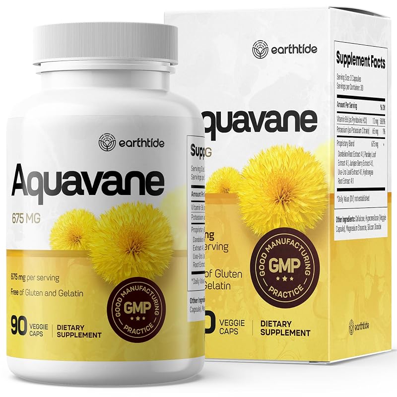 earthtide Aquavane Suplemento para controle de peso com extratos herbais 675 mg, 90 unidades