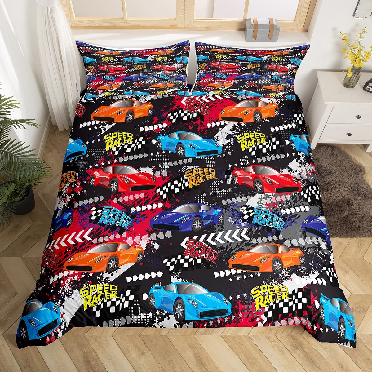 Linge de lit voiture de sport pour décorer la chambre des garçons
