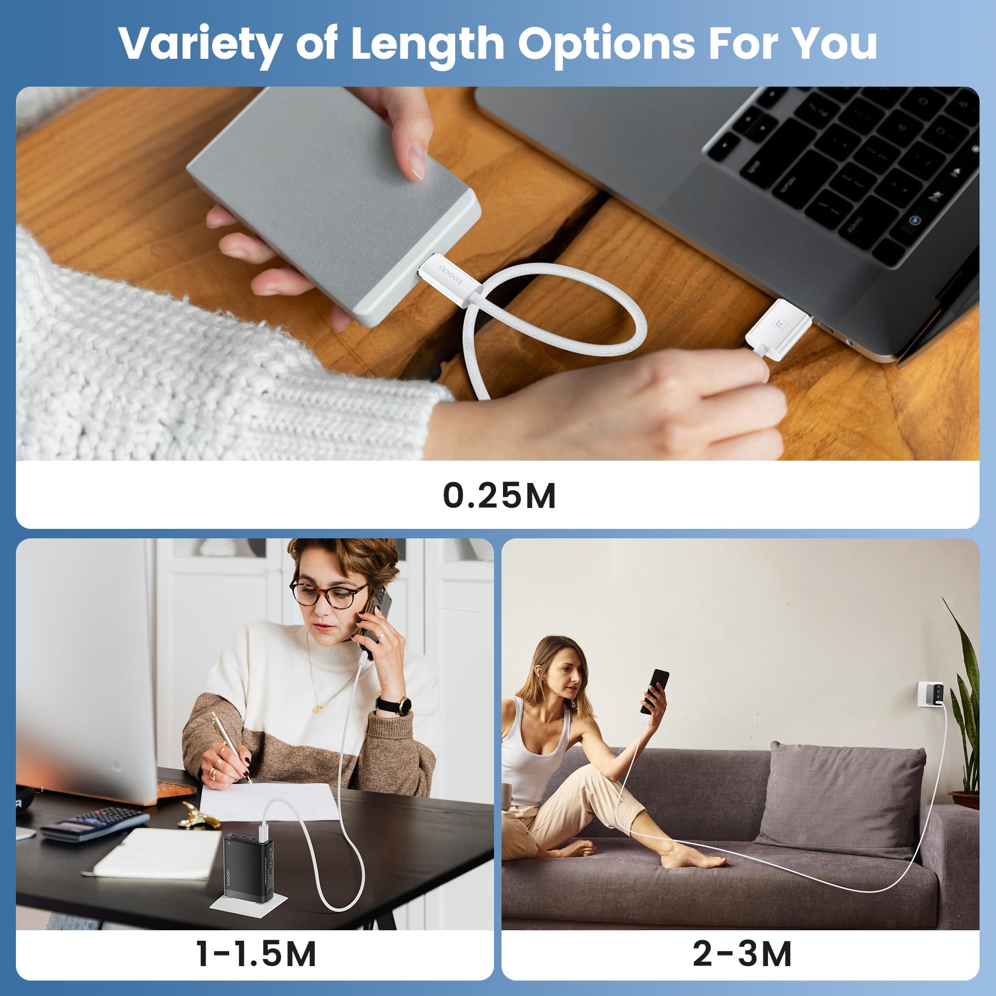toocki kabel USB C, [2 sztuki 2 m] kabel USB C do ładowania, nylonowy kabel do szybkiego ładowania iPhone 16 15 Pro Max, Samsung S24 S23 Note 10, Huawei P60