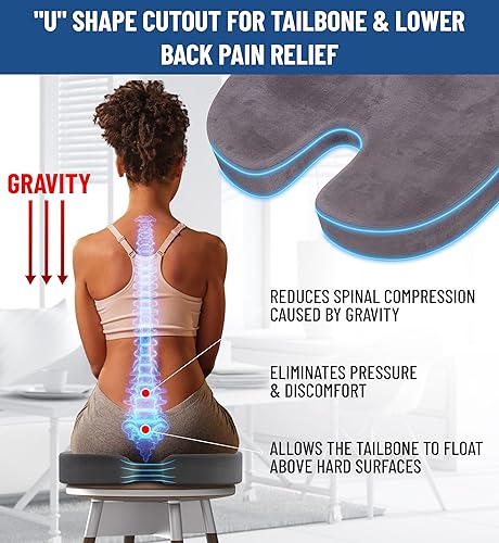 Miniatura 26 de Everlasting - Cojín para silla de oficina - Cojín para aliviar el dolor de coxis y nervio ciático 08. Azul