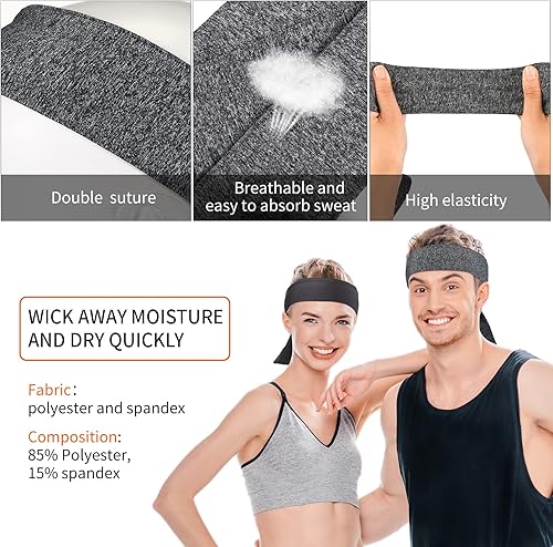 Miniatura 14 de 12 diademas deportivas unisex para baloncesto, correr, tenis, karate, atletismo, ajuste seco
