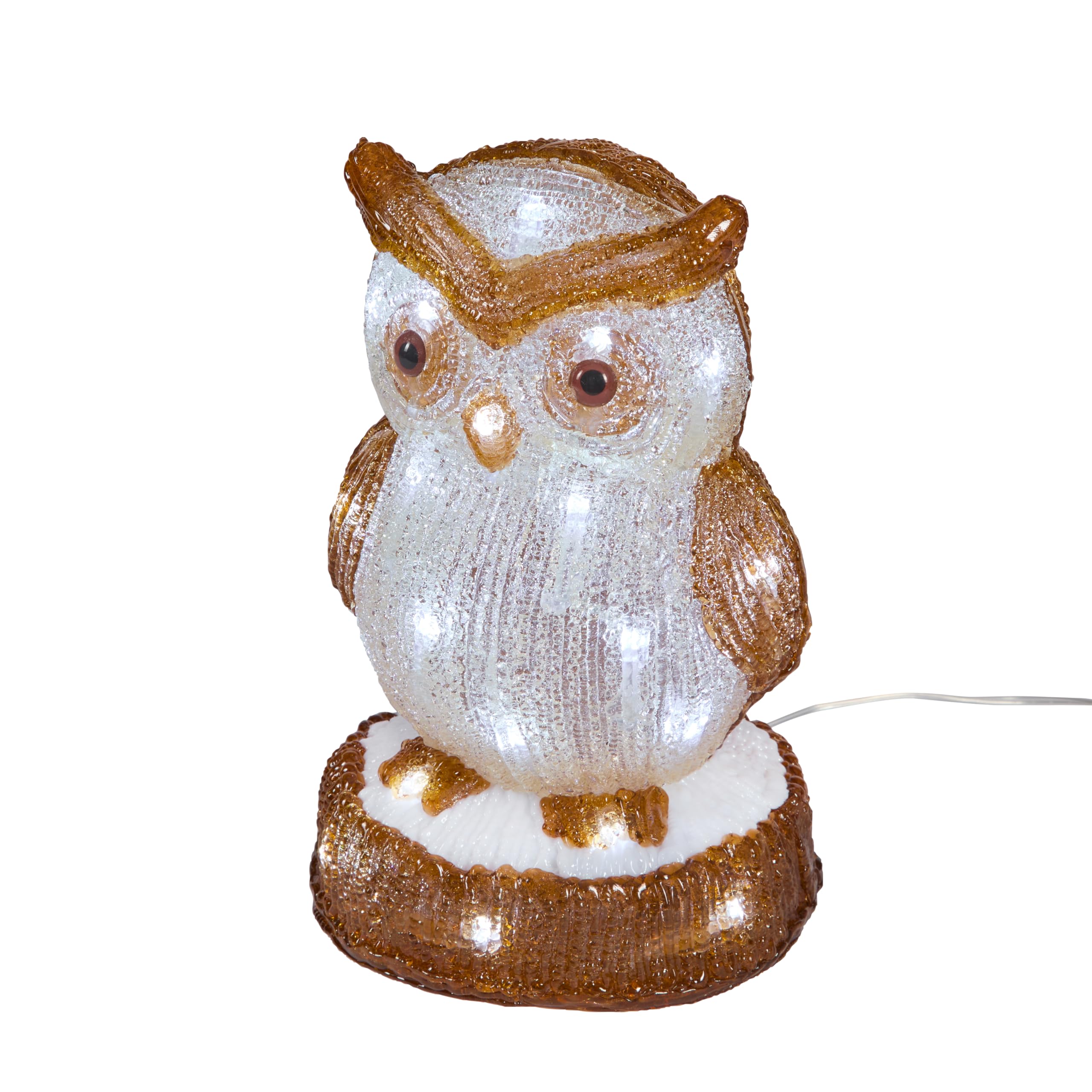 Lights4fun 24cm LED Acryl Eule Figur innen und außen Weihnachtsfigur Weihnachtsdeko Weihnachtsbeleuchtung Außen Gartendeko