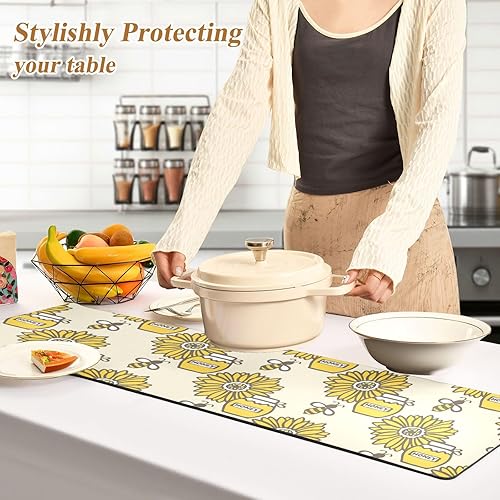 Miniatura 4 de Honey Pot - Salvamanteles de girasol para ollas y sartenes calientes, tapete protector de calor de encimera y mantel individual impermeable para