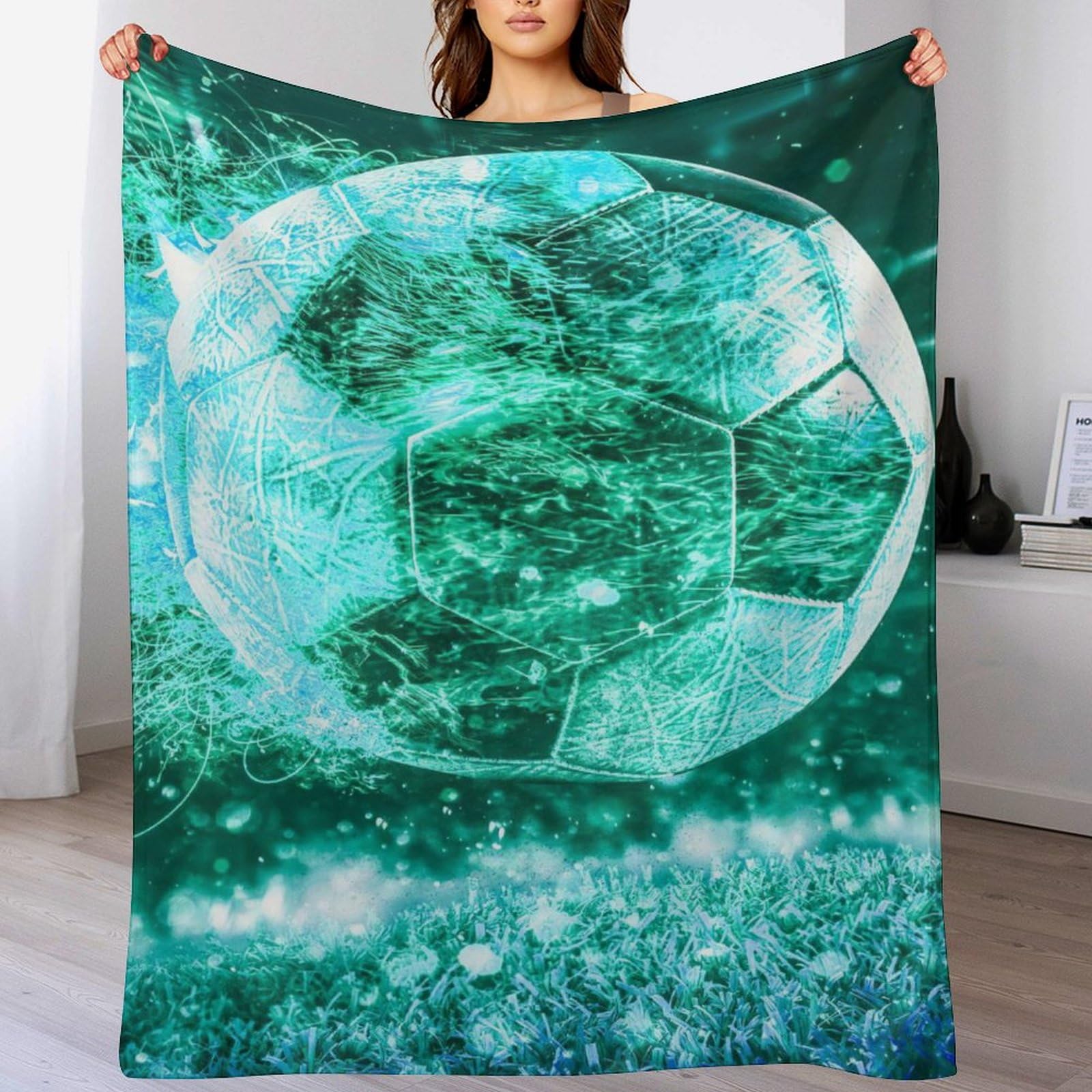 Plaid football 100% flanelle | Cadeau idéal super doux pour lit enfant