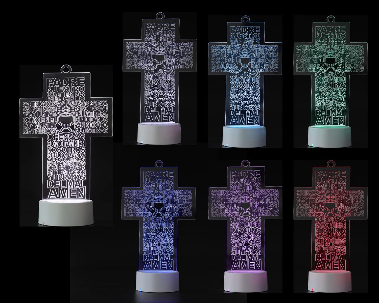 RBN LED Multi Color Light Up Religious Centerpiece Cross Baby Shower Communion Wedding Party Decoration - 6PCS